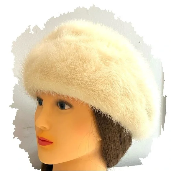 Vintage Genuine White Mink Fur Hat - Picture 6 of 13